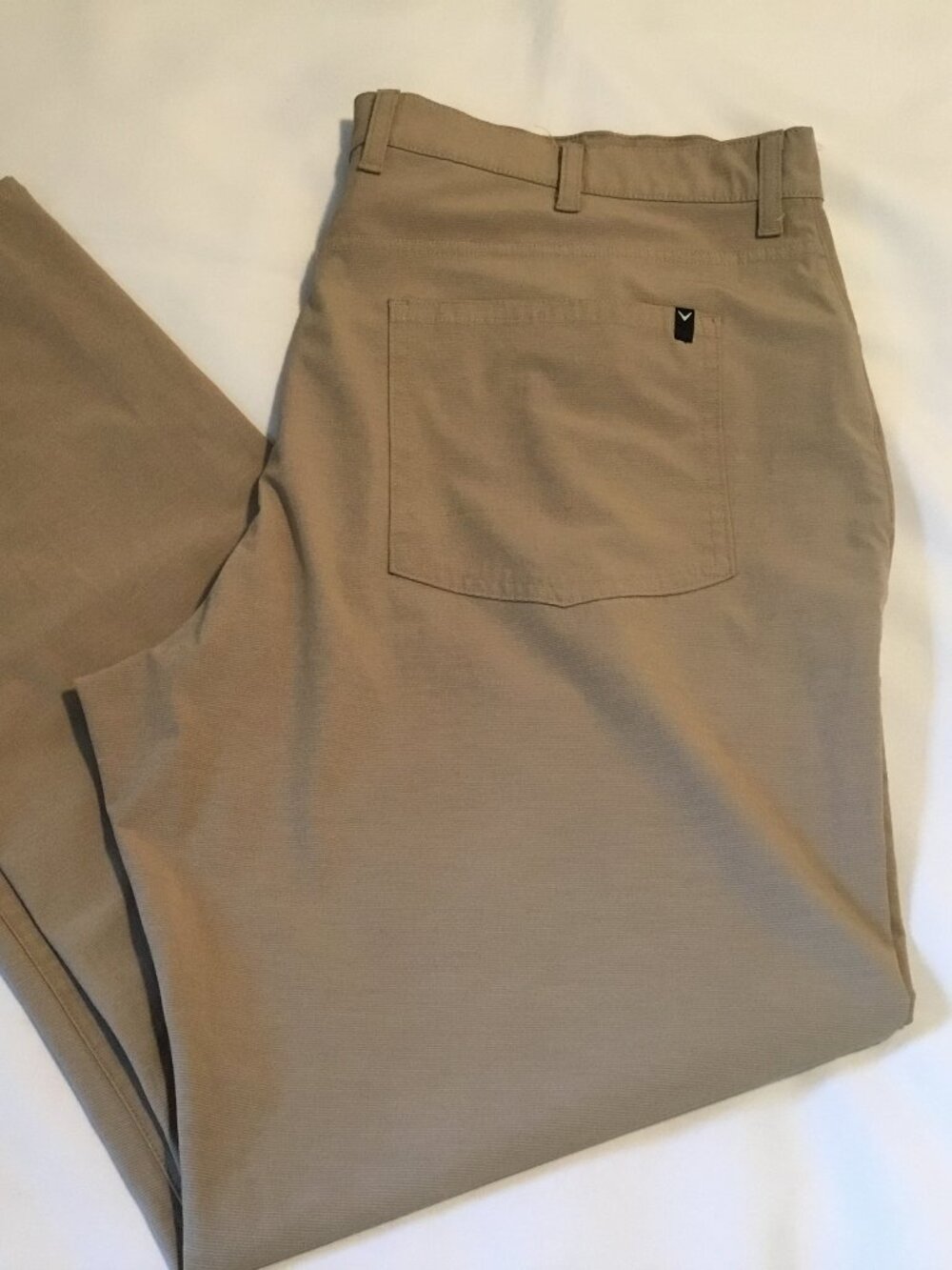 Mens Callaway Tan Golf Pants Size 40x32 Straight Leg Stretch Flat Front